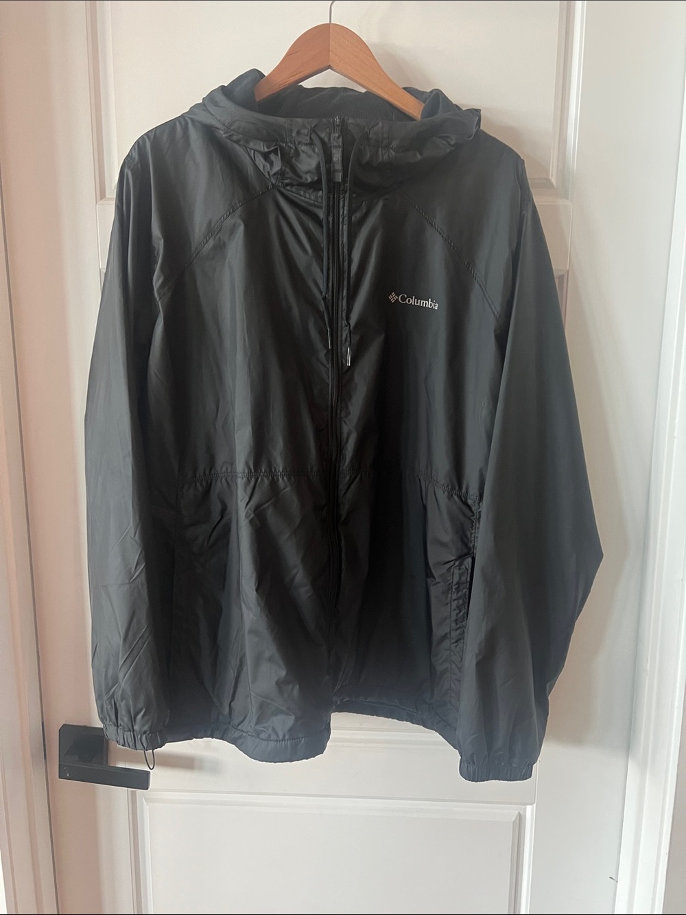 Columbia Black Hooded Rain Jacket with Lining 2x
